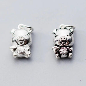 925 Sterling Silver Lucky Pig Charms Pendant for DIY Jewelry Making