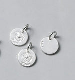 925 Silver Ins Flower Women Necklace Charms 11mm Circle Pendants DIY