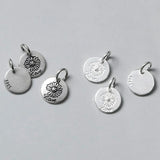 925 Silver Ins Flower Women Necklace Charms 11mm Circle Pendants DIY