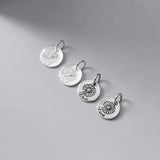 925 Silver Ins Flower Women Necklace Charms 11mm Circle Pendants DIY