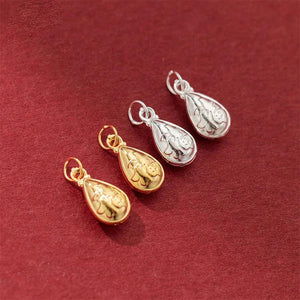 925 Silver Chinese Good Luck Water Drop Charm Blessing