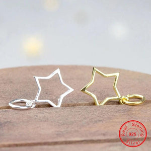 925 Sterling Silver Hollow Star Charm Jewelry Findings