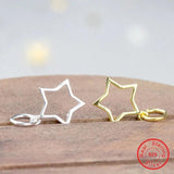 925 Sterling Silver Hollow Star Charm Jewelry Findings