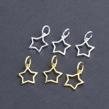 925 Sterling Silver Hollow Star Charm Jewelry Findings