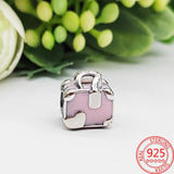 925 Silver Pink Flower Birthday Charm for Bracelets & Necklace