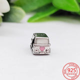 925 Silver Pink Flower Birthday Charm for Bracelets & Necklace