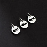 925 Sterling Silver Fish Bone Round Card Charms 10mm DIY Jewelry Making