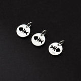 925 Sterling Silver Fish Bone Round Card Charms 10mm DIY Jewelry Making