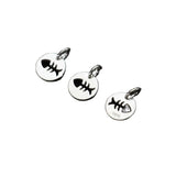 925 Sterling Silver Fish Bone Round Card Charms 10mm DIY Jewelry Making
