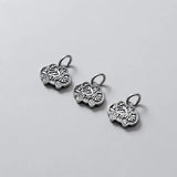 925 Silver Longevity Lock Charms Women Men Bracelet Pendants DIY Jewelry