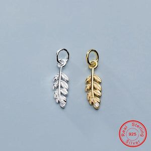 925 Sterling Silver Branch Leaves Feather Charms Pendant
