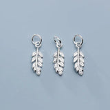 925 Sterling Silver Branch Leaves Feather Charms Pendant