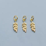 925 Sterling Silver Branch Leaves Feather Charms Pendant