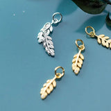 925 Sterling Silver Branch Leaves Feather Charms Pendant
