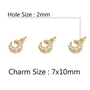 925 Silver Zircon Moon Charms Pendant for DIY Jewelry Making