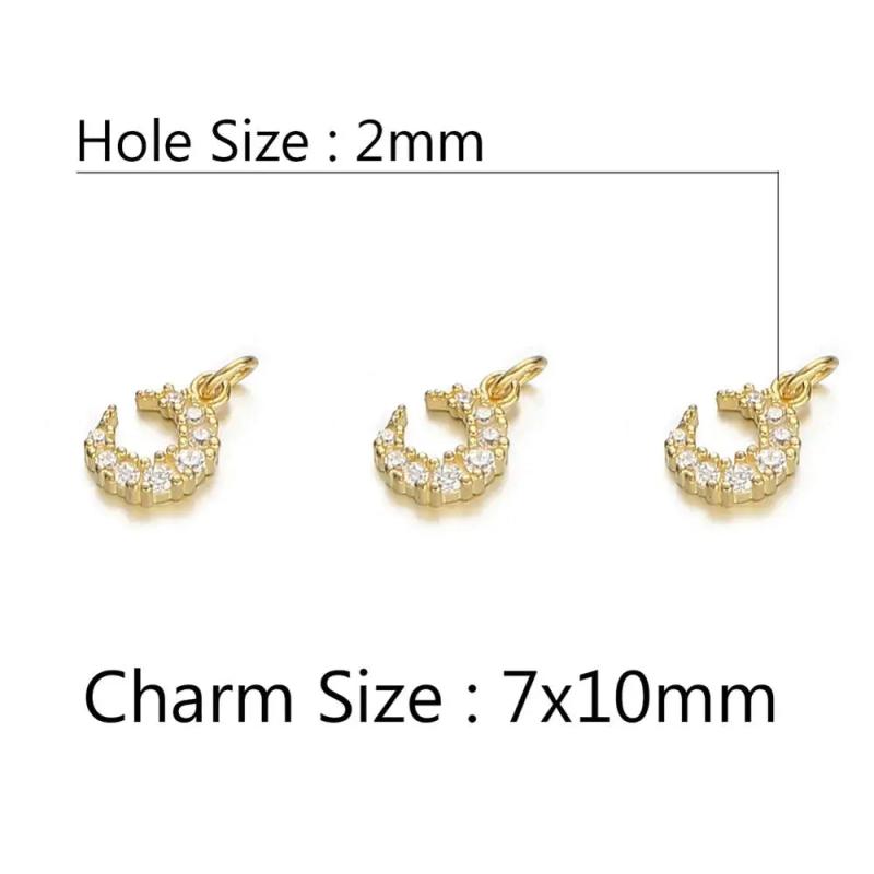 925 Silver Zircon Moon Charms Pendant for DIY Jewelry Making
