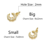 925 Silver Zircon Moon Charms Pendant for DIY Jewelry Making
