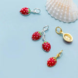 925 Silver Enamel Strawberry Dangle Charms DIY Craft