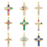Zircon Cross Jesus Pendant Colorful Laser Necklace Copper Christ Pendant