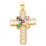 Zircon Cross Jesus Pendant Colorful Laser Necklace Copper Christ Pendant