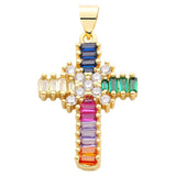 Zircon Cross Jesus Pendant Colorful Laser Necklace Copper Christ Pendant