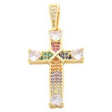 Zircon Cross Jesus Pendant Colorful Laser Necklace Copper Christ Pendant
