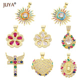 14K Flower Daisy Eyes Copper Inlaid Diamond Pendant Necklace