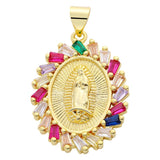 14K Flower Daisy Eyes Copper Inlaid Diamond Pendant Necklace