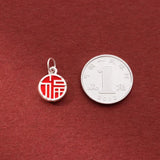925 Sterling Silver Colorful 3D Fortune Round Sign Charms Necklace DIY Jewelry
