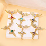 18K Charms Cross Pendant Necklace Angel Wings Diamond Crystal Bracelet Necklace