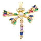 18K Charms Cross Pendant Necklace Angel Wings Diamond Crystal Bracelet Necklace