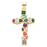 18K Charms Cross Pendant Necklace Angel Wings Diamond Crystal Bracelet Necklace