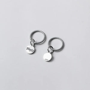 925 Silver Retro Circle Charms Matte Dangle Pendant DIY Jewelry Making