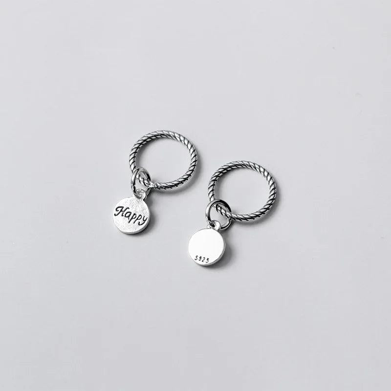 925 Silver Retro Circle Charms Matte Dangle Pendant DIY Jewelry Making