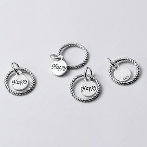 925 Silver Retro Circle Charms Matte Dangle Pendant DIY Jewelry Making
