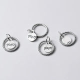 925 Silver Retro Circle Charms Matte Dangle Pendant DIY Jewelry Making