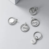 925 Silver Retro Circle Charms Matte Dangle Pendant DIY Jewelry Making