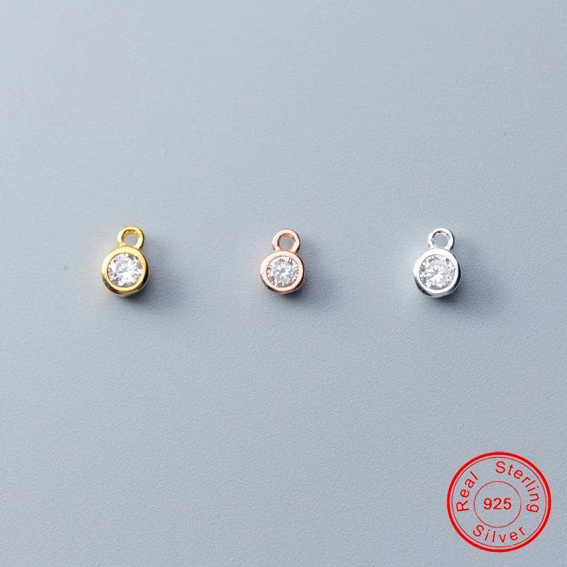 925 Silver Round Zircon Beads Charms for DIY Jewelry Making