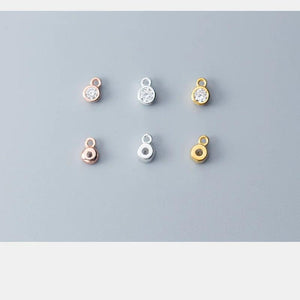 925 Silver Round Zircon Beads Charms for DIY Jewelry Making