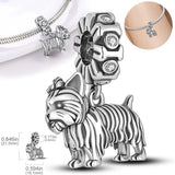 Schnauzer Puppy Dog Dangle Charm Bracelet Necklace Beads Silver Jewelry