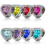 Openwork Heart Charm with Crystal Beads 925 Silver Bracelet DIY Jewelry