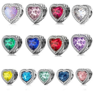 Heart Radiant Charm 925 Sterling Silver Fit Bracelet Diy Jewelry