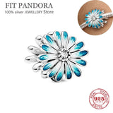 S925 Sterling Silver Chrysanthemum Rose Daisy Charm Bracelet