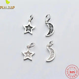 3Pcs Thai Silver Star Moon Charms 925 Silver DIY Jewelry Findings