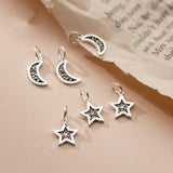 3Pcs Thai Silver Star Moon Charms 925 Silver DIY Jewelry Findings