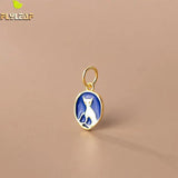925 Silver Enamel Cat Charms DIY Plated Charm Bracelet Necklace Pendant