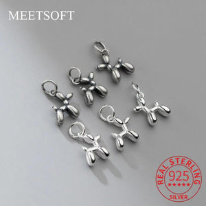 925 Sterling Silver Balloon Puppy Charm DIY Necklace Jewelry Gift