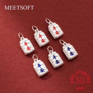925 Silver 3D Peace Sign Charm Necklace DIY Jewelry Gift
