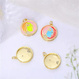 Round Abstract Figure Enamel Copper Pendant DIY Earrings Necklace