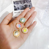 Round Abstract Figure Enamel Copper Pendant DIY Earrings Necklace